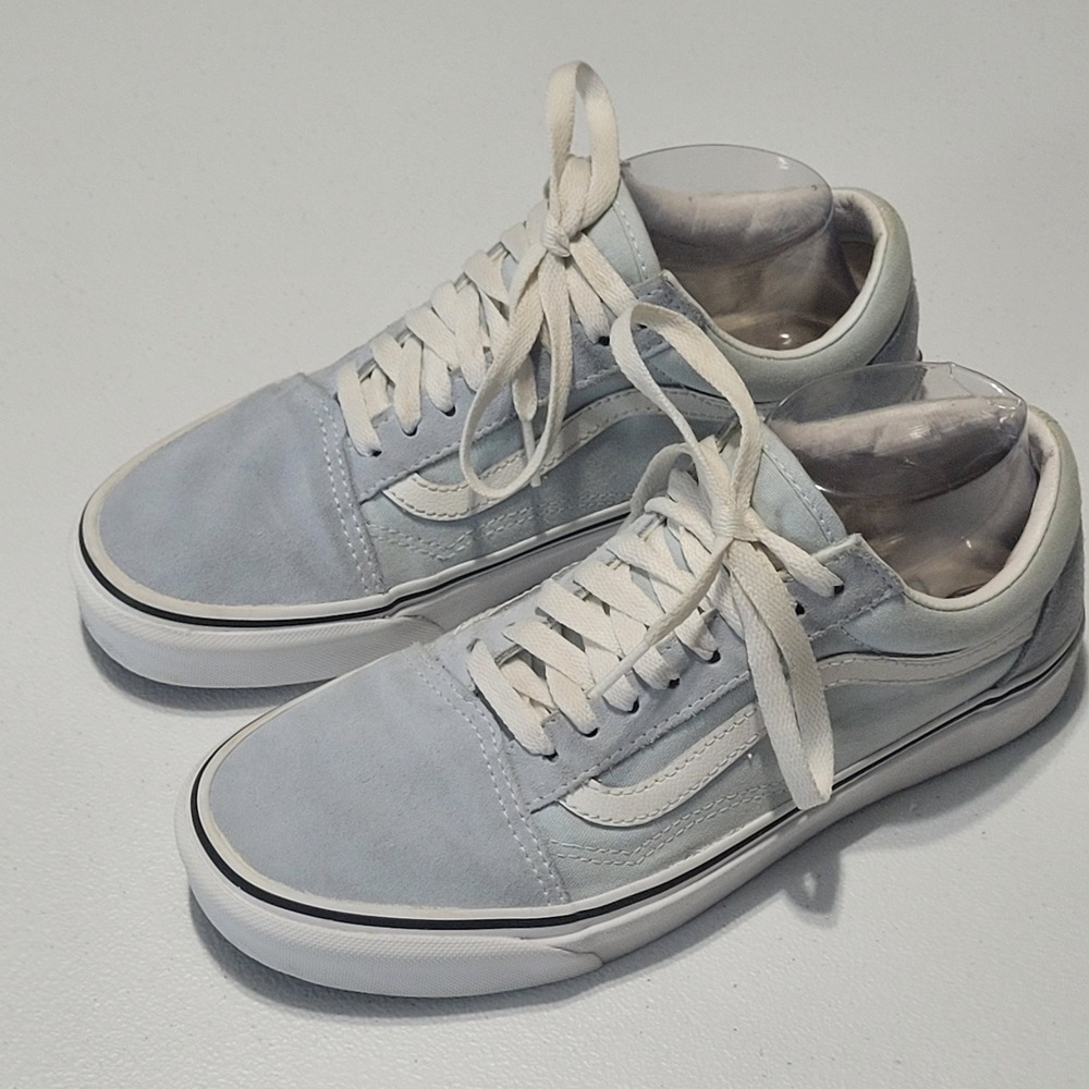 Vans Old Skool Light Blue Suede Canvas Skate Shoes Womens 8 Mens 6.5